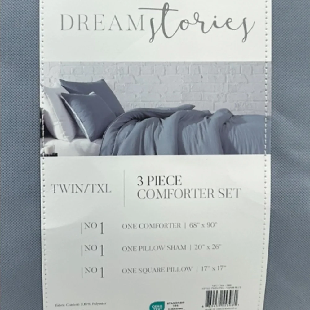 Dream Stories Blue Twin/Twin XL Comforter Set New 3 Pieces 68”x90”